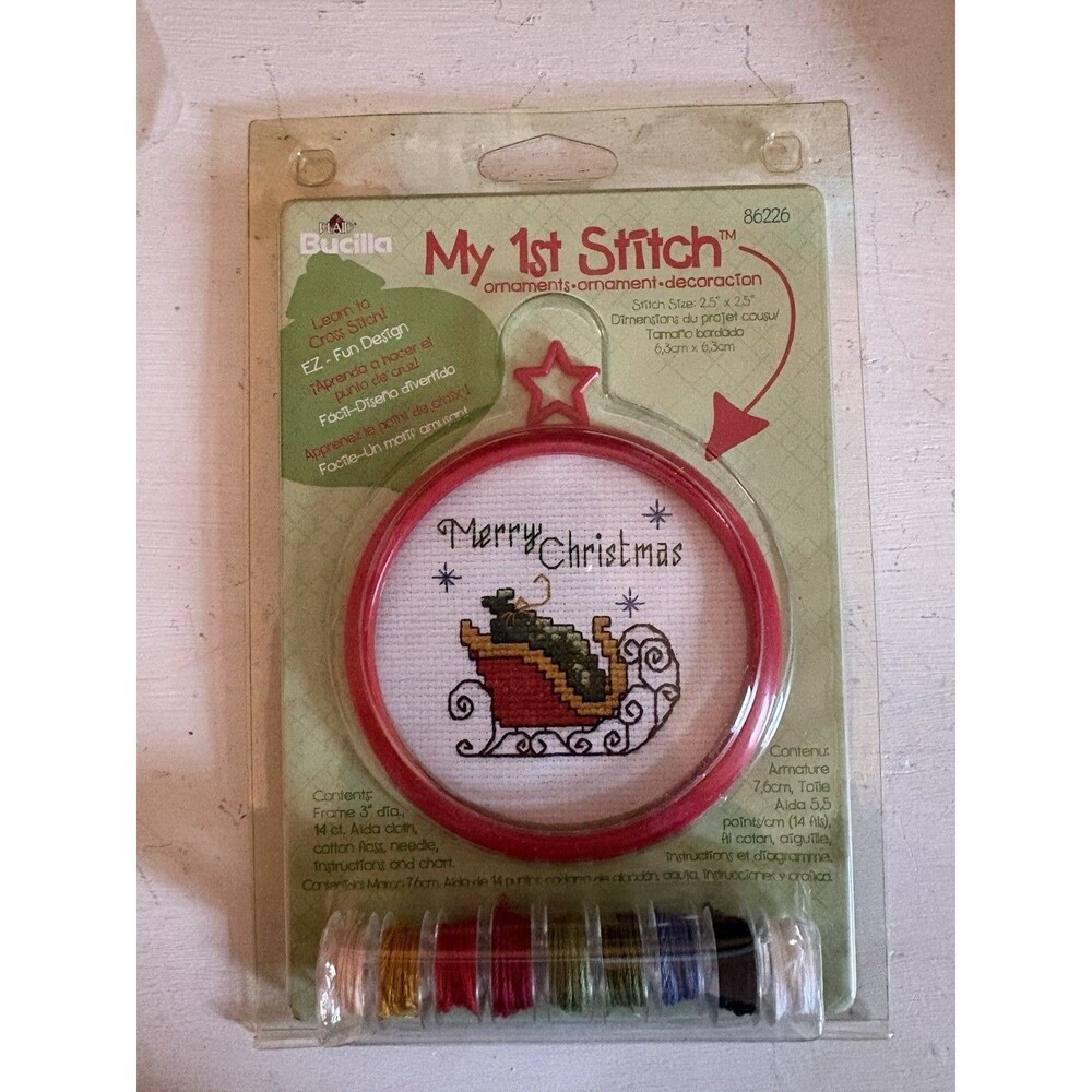 Bucilla My 1st Stitch Christmas Cross Stitch Ornament Kit New Beginner Children